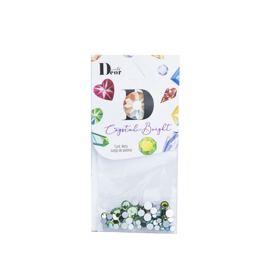DECOR NAILS Crystal Bright #6 COLORES VERDES TAMAÑOS MIX